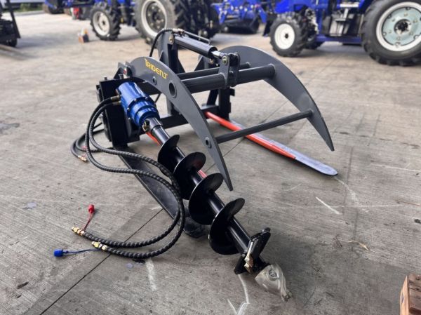 TRIDENT 5 in 1 FEL SET(FEL POST HOLE DIGGER WITH AUGER + LOG GRAB + PALLET FORKS + HAYS FORKS + TOW HITCH) image