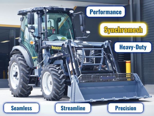 TRIDENT PLUS SYNCHROMESH MODEL 60HP 4WD A/C CABIN TRACTOR WITH 4IN1 BUCKET (3,900KG GROSS WEIGHT & 900KG FRONT LOADER LIFTING CAPACITY) 5 YEARS LABOUR AND PARTS WARRANTY AUSTRALIA WIDE DELIVERY & SUPPORT image