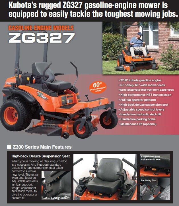 Kubota Zg327 60 60 Mower Deck Petrol Engine In Australian Hammer Supplies New 319
