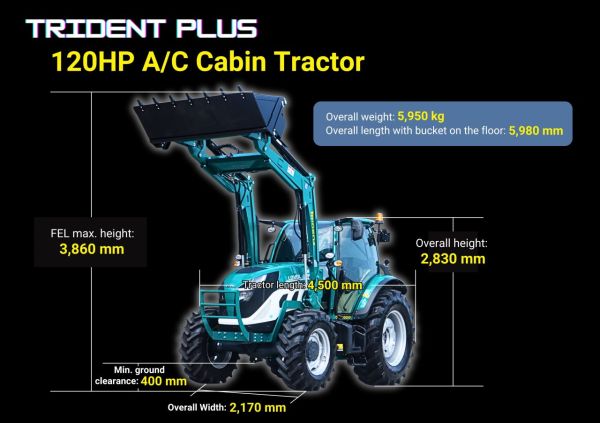 TRIDENT PLUS 120HP POWERSHIFT 4WD A/C CABIN TRACTOR WITH 4IN1 BUCKET COMBO DEAL 5 YEARS LABOUR AND PARTS WARRANTY AUSTRALIA WIDE DELIVERY & SUPPORT image