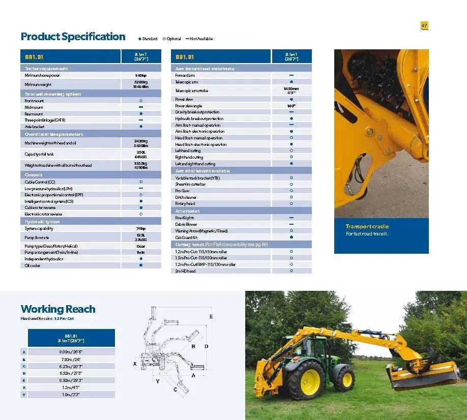 Bomford B81.81 8.1m Heavy Duty Double Side Cut Reach Arm Flail