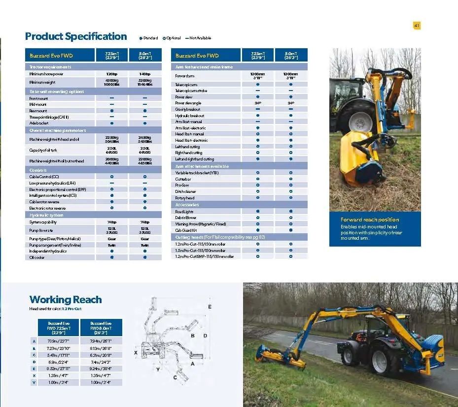 Bomford Buzzard Evo 7.25m Fixed Forward Arm Reach Arm Flail Mower