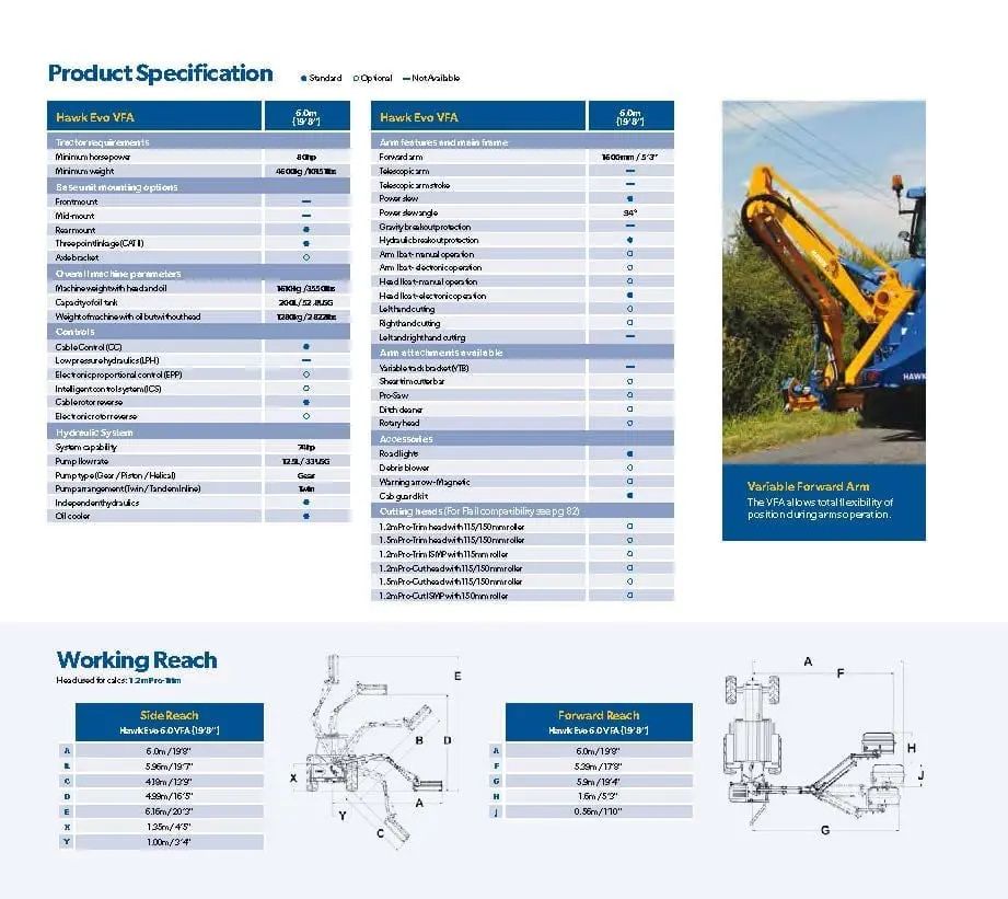 Bomford Hawk Evo Vfa 6.0m Variable Forward Arm Reach Arm Flail