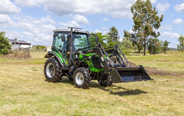 AgKing - 65HP Premium Cabin Tractor with Front End Loader - Rotary Hoe - Pallet Forks Plus More! image